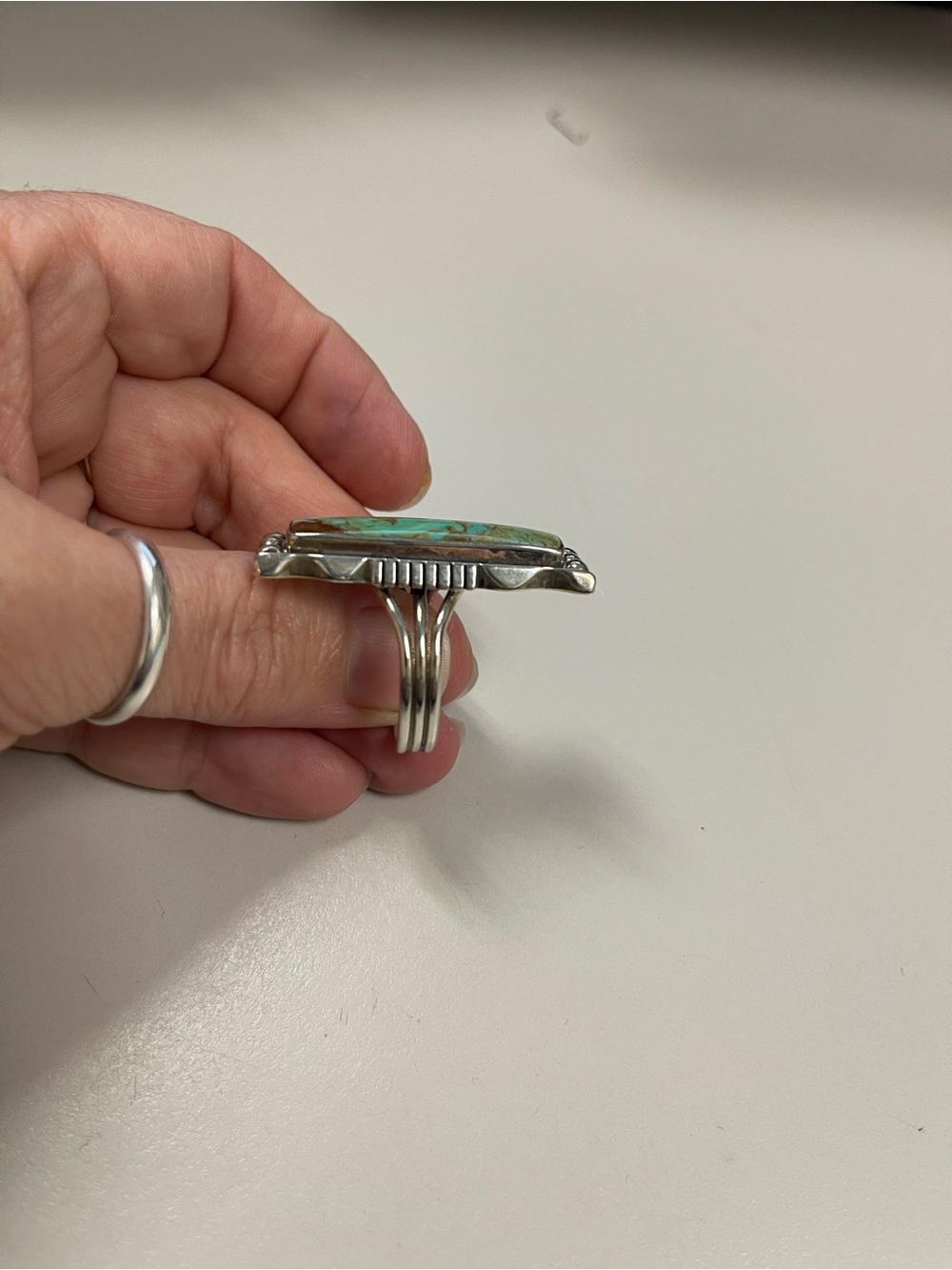 Native American Sterling Silver ring size 10 stamped LL and sterling - Picture 13 of 16